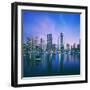 Skyline and boats on Dubai Marina-Murat Taner-Framed Photographic Print