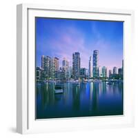 Skyline and boats on Dubai Marina-Murat Taner-Framed Photographic Print