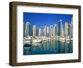 Skyline and boats on Dubai Marina-Murat Taner-Framed Photographic Print