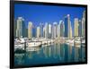 Skyline and boats on Dubai Marina-Murat Taner-Framed Photographic Print