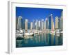 Skyline and boats on Dubai Marina-Murat Taner-Framed Photographic Print