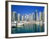 Skyline and boats on Dubai Marina-Murat Taner-Framed Photographic Print