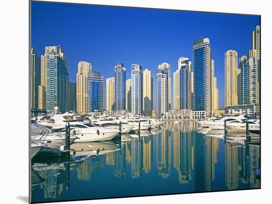 Skyline and boats on Dubai Marina-Murat Taner-Mounted Photographic Print