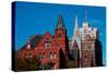 Skyline and church on Grand Avenue, St. Louis, Mo.-null-Stretched Canvas