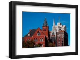 Skyline and church on Grand Avenue, St. Louis, Mo.-null-Framed Photographic Print