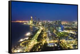 Skyline and Corniche, Al Markaziyah District by Night, Abu Dhabi, United Arab Emirates, Middle East-Fraser Hall-Framed Stretched Canvas