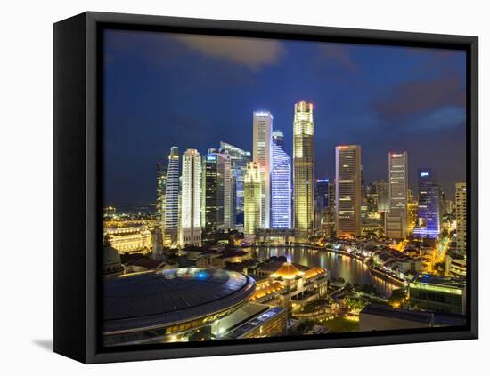 Skyline and Financial District at Dusk, Singapore, Southeast Asia, Asia-Gavin Hellier-Framed Stretched Canvas