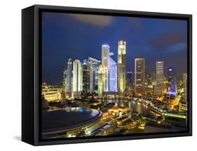 Skyline and Financial District at Dusk, Singapore, Southeast Asia, Asia-Gavin Hellier-Framed Stretched Canvas