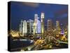 Skyline and Financial District at Dusk, Singapore, Southeast Asia, Asia-Gavin Hellier-Stretched Canvas