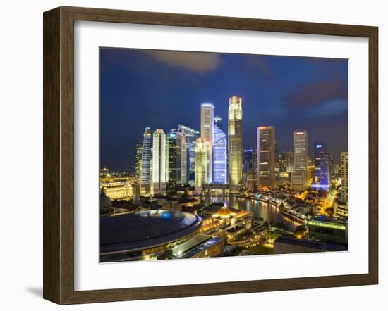 Skyline and Financial District at Dusk, Singapore, Southeast Asia, Asia-Gavin Hellier-Framed Photographic Print