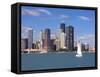 Skyline and Lake Michigan, Chicago, Illinois, USA-Alan Klehr-Framed Stretched Canvas