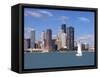 Skyline and Lake Michigan, Chicago, Illinois, USA-Alan Klehr-Framed Stretched Canvas