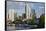 Skyline and Main River in Morning, Frankfurt, Hesse, Germany, Europe-Peter Adams-Framed Stretched Canvas