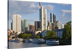 Skyline and Main River in Morning, Frankfurt, Hesse, Germany, Europe-Peter Adams-Stretched Canvas