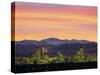 Skyline and Mountains at Dusk, Denver, Colorado, USA-null-Stretched Canvas