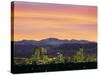 Skyline and Mountains at Dusk, Denver, Colorado, USA-null-Stretched Canvas