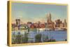 Skyline and Ohio River, Cincinnati, Ohio-null-Stretched Canvas