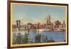 Skyline and Ohio River, Cincinnati, Ohio-null-Framed Art Print