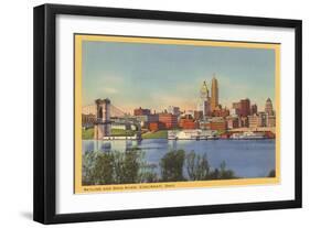 Skyline and Ohio River, Cincinnati, Ohio-null-Framed Art Print