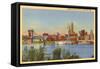 Skyline and Ohio River, Cincinnati, Ohio-null-Framed Stretched Canvas