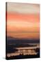 Skyline and Olympic Mountains, Sunset, Lake Washington, Seattle, Washington, USA-Merrill Images-Stretched Canvas