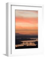 Skyline and Olympic Mountains, Sunset, Lake Washington, Seattle, Washington, USA-Merrill Images-Framed Photographic Print