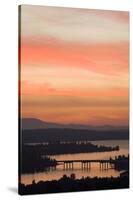 Skyline and Olympic Mountains, Sunset, Lake Washington, Seattle, Washington, USA-Merrill Images-Stretched Canvas
