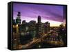 Skyline and River Looking West at Sunset, Chicago, Illinois, USA-Alan Klehr-Framed Stretched Canvas