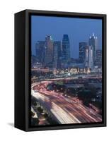 Skyline and Stemmons Freeway, Dallas, Texas, USA-Walter Bibikow-Framed Stretched Canvas