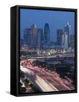 Skyline and Stemmons Freeway, Dallas, Texas, USA-Walter Bibikow-Framed Stretched Canvas