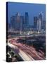 Skyline and Stemmons Freeway, Dallas, Texas, USA-Walter Bibikow-Stretched Canvas