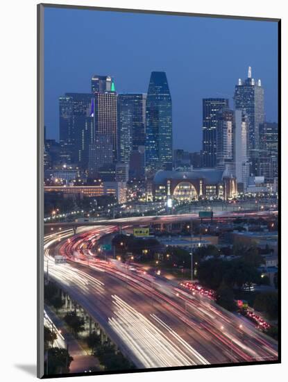 Skyline and Stemmons Freeway, Dallas, Texas, USA-Walter Bibikow-Mounted Photographic Print