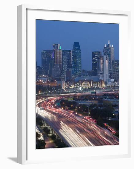 Skyline and Stemmons Freeway, Dallas, Texas, USA-Walter Bibikow-Framed Photographic Print