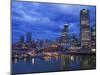 Skyline and the Waterfront in the Evening from Canada Place with the Seabus Terminal and Harbour Ce-Martin Child-Mounted Photographic Print