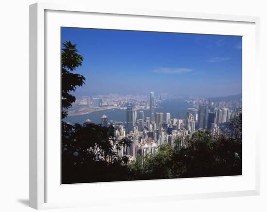 Skyline and Victoria Harbour, Hong Kong, China-Amanda Hall-Framed Photographic Print