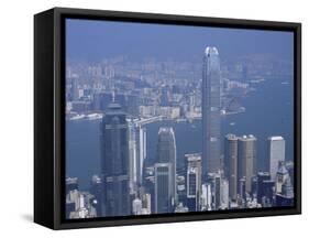 Skyline and Victoria Harbour, Hong Kong, China-Amanda Hall-Framed Stretched Canvas