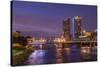 Skyline at dusk, Grand Rapids, Michigan, USA-Randa Bishop-Stretched Canvas