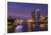 Skyline at dusk, Grand Rapids, Michigan, USA-Randa Bishop-Framed Photographic Print