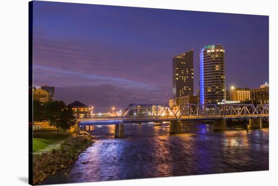 Skyline at dusk, Grand Rapids, Michigan, USA-Randa Bishop-Stretched Canvas