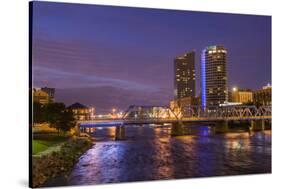 Skyline at dusk, Grand Rapids, Michigan, USA-Randa Bishop-Stretched Canvas