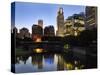 Skyline at Dusk, Omaha, Nebraska-Gayle Harper-Stretched Canvas