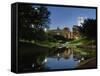 Skyline at Dusk, Omaha, Nebraska-Gayle Harper-Framed Stretched Canvas