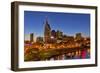 Skyline at Dusk over the Cumberland River in Nashville Tennessee-Chuck Haney-Framed Photographic Print