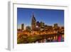 Skyline at Dusk over the Cumberland River in Nashville Tennessee-Chuck Haney-Framed Photographic Print