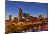 Skyline at Dusk over the Cumberland River in Nashville Tennessee-Chuck Haney-Mounted Photographic Print