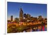 Skyline at Dusk over the Cumberland River in Nashville Tennessee-Chuck Haney-Framed Photographic Print