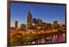 Skyline at Dusk over the Cumberland River in Nashville Tennessee-Chuck Haney-Framed Photographic Print