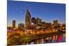 Skyline at Dusk over the Cumberland River in Nashville Tennessee-Chuck Haney-Mounted Premium Photographic Print