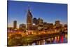 Skyline at Dusk over the Cumberland River in Nashville Tennessee-Chuck Haney-Stretched Canvas