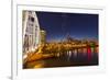Skyline at Dusk over the Cumberland River in Nashville Tennessee-Chuck Haney-Framed Photographic Print
